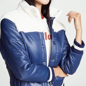 MOTHER The Puff Faux-fur Snap Jacket In Polar Express